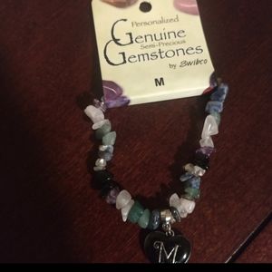 Semi-Precious "M" heart bracelet